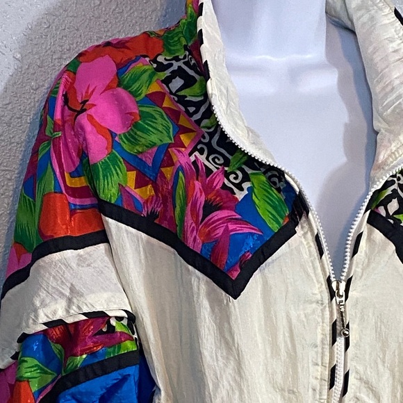 VNTG Dashers Vibrant Women's Bomber Jacket with Floral Accents - Picture 2 of 9